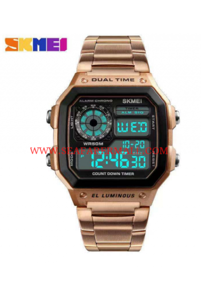 SKMEI 1299 Classic Resin Strap Digital Sport Watch-ROSE COLOR