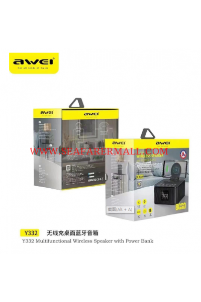 Awei Y332 Multi-function Bluetooth-compatible Speaker With FM Phone Wireless Charger Phone Holder 8000mAh